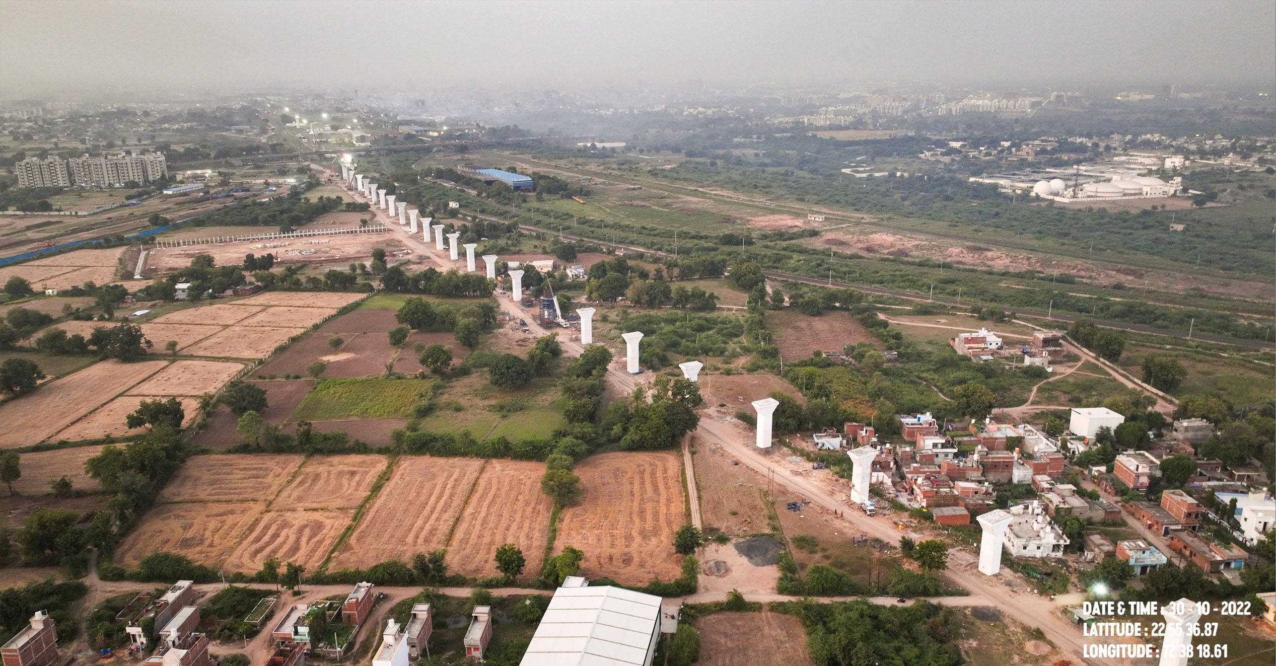 Noise Barrier Erection Work in Progress at Navsari District, August 2023